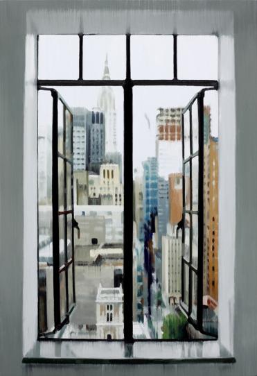 View on City 2022 oil on wood 66 x 45 cm